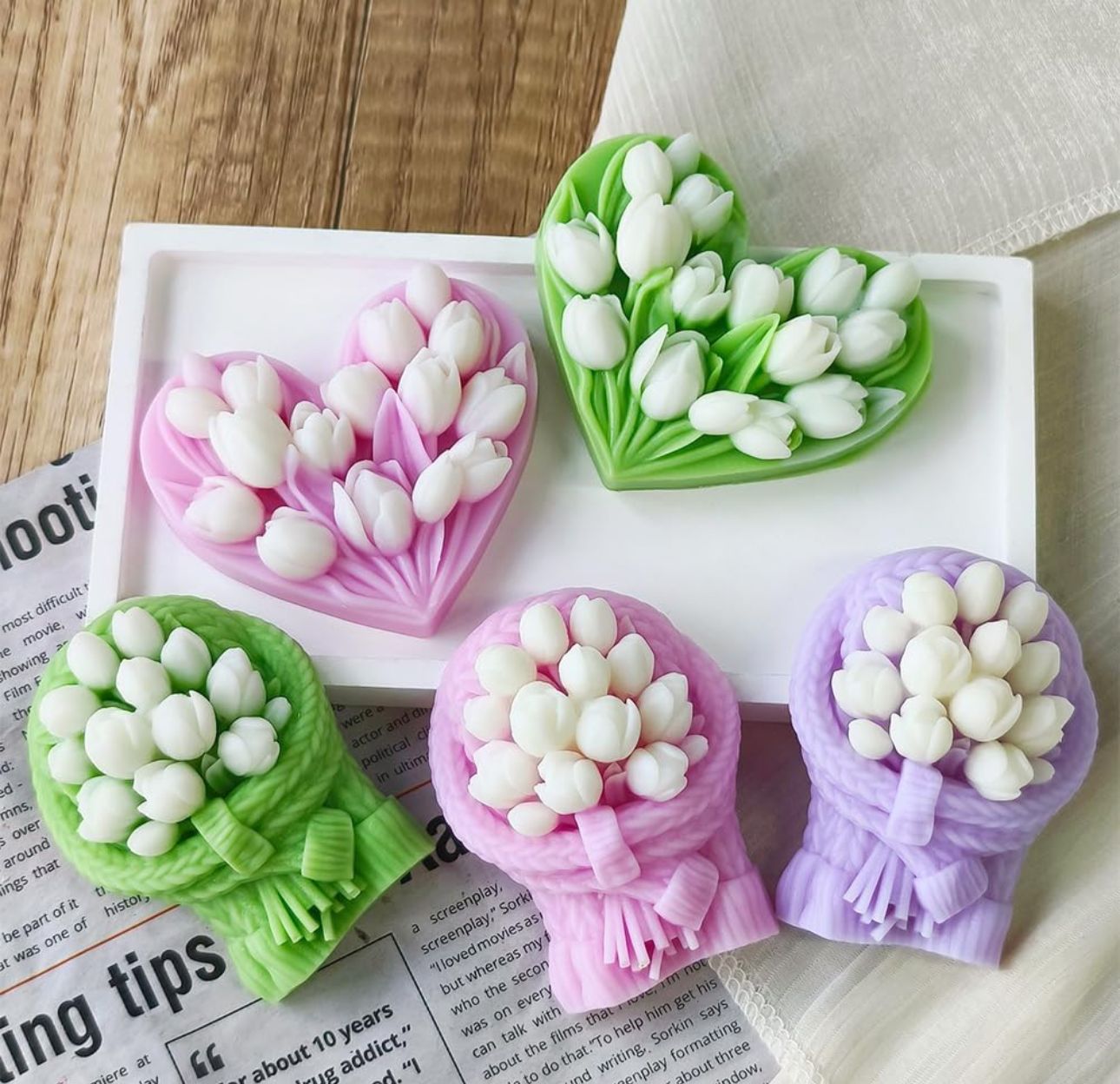Molde para Velones y Jabones en Forma de Flores