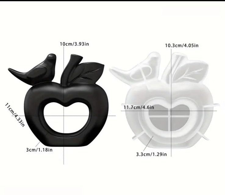 Molde de Adorno de corazón con ave