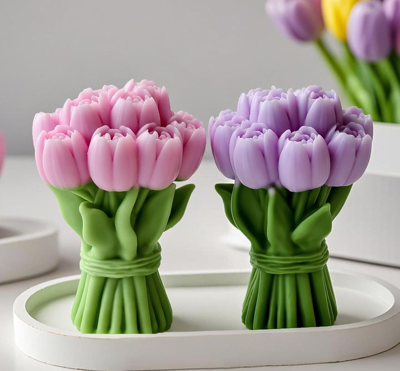 Molde de Tulipanes Flor de Gardenia y Rosas para Velones