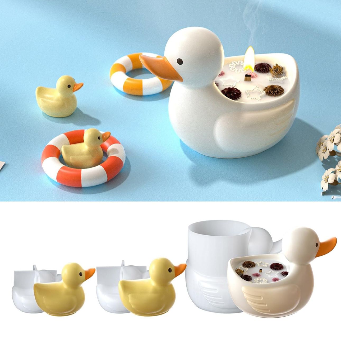 Molde de Patos para Velas, Adornos, Maceteros y Decoración Patitos