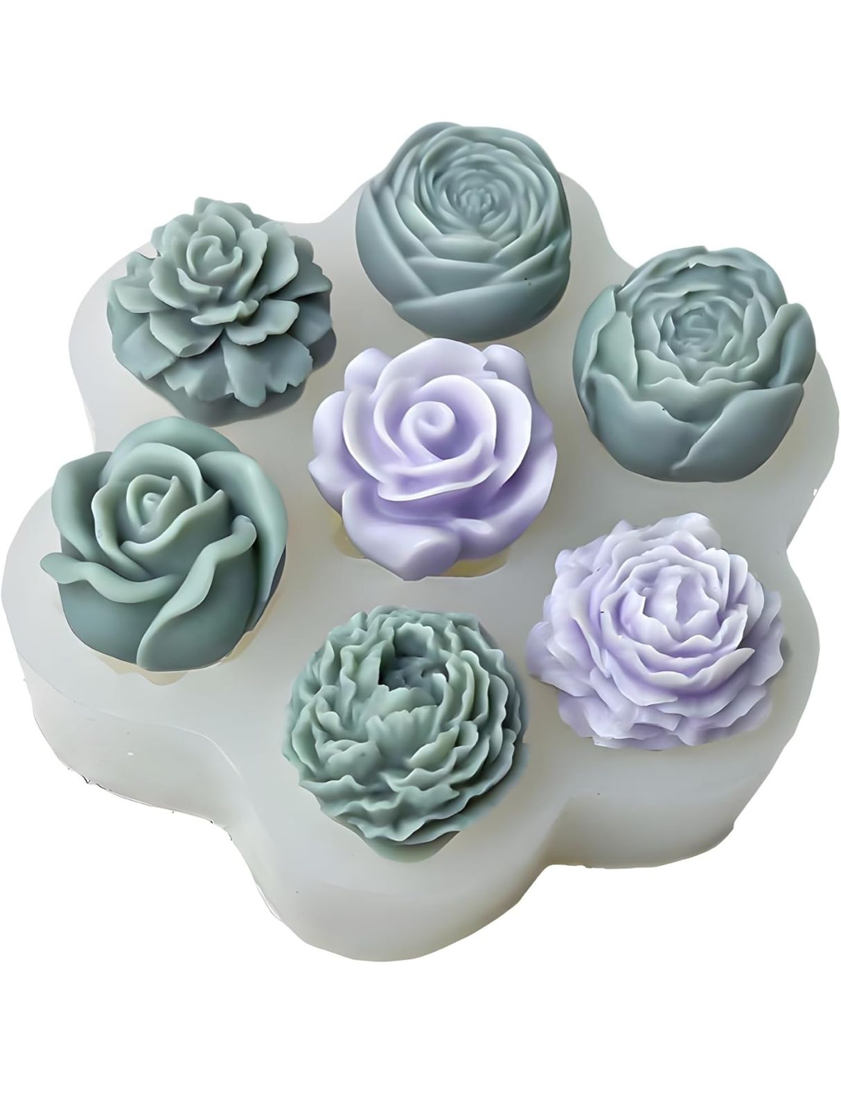 Molde de Suculentas, Rosas y Flores de 7 unidades