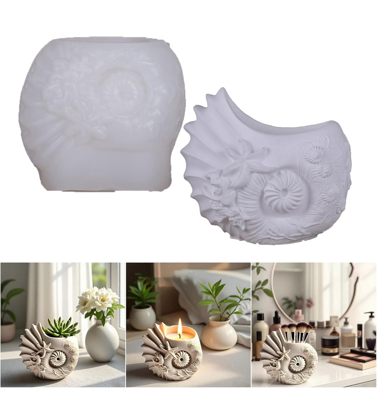 Molde para Maceteros, Tarros, Vela y Decoración Forma de Caracol
