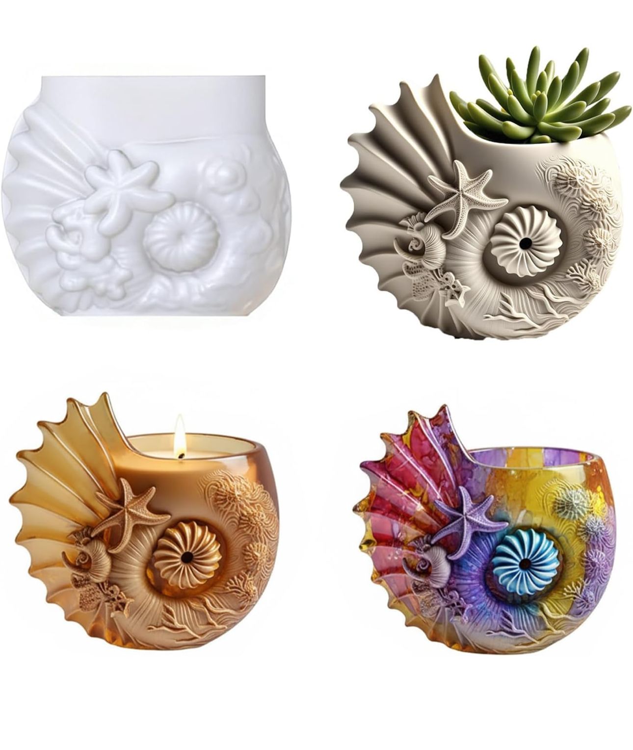 Molde para Maceteros, Tarros, Vela y Decoración Forma de Caracol