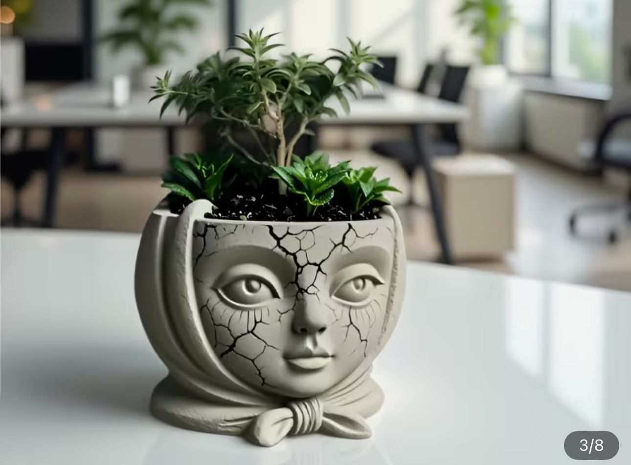 Molde para Maceteros, Tarros, Vela y Decoración Rostro cuarteado