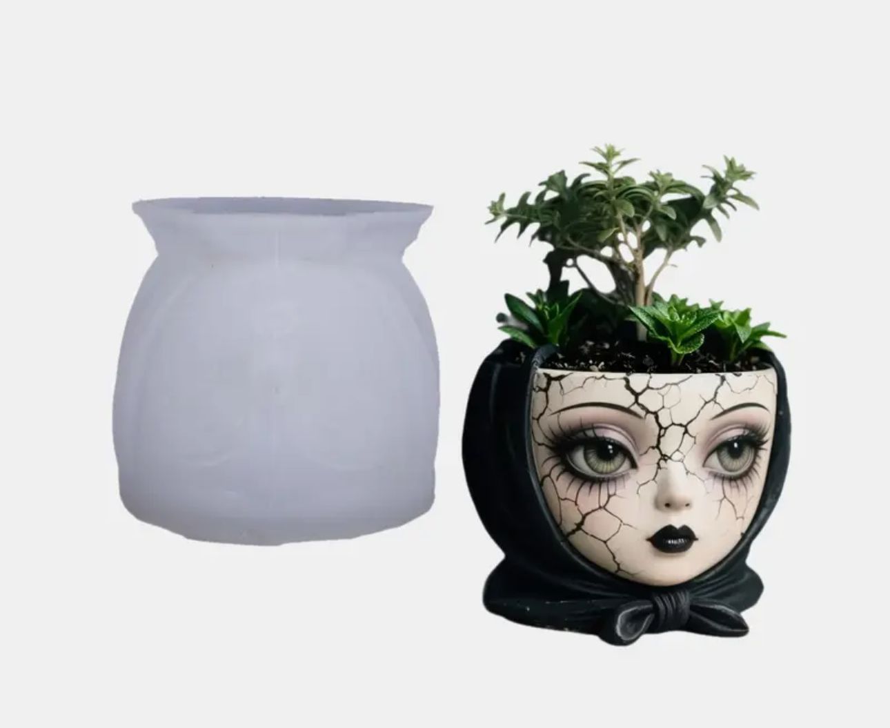 Molde para Maceteros, Tarros, Vela y Decoración Rostro cuarteado