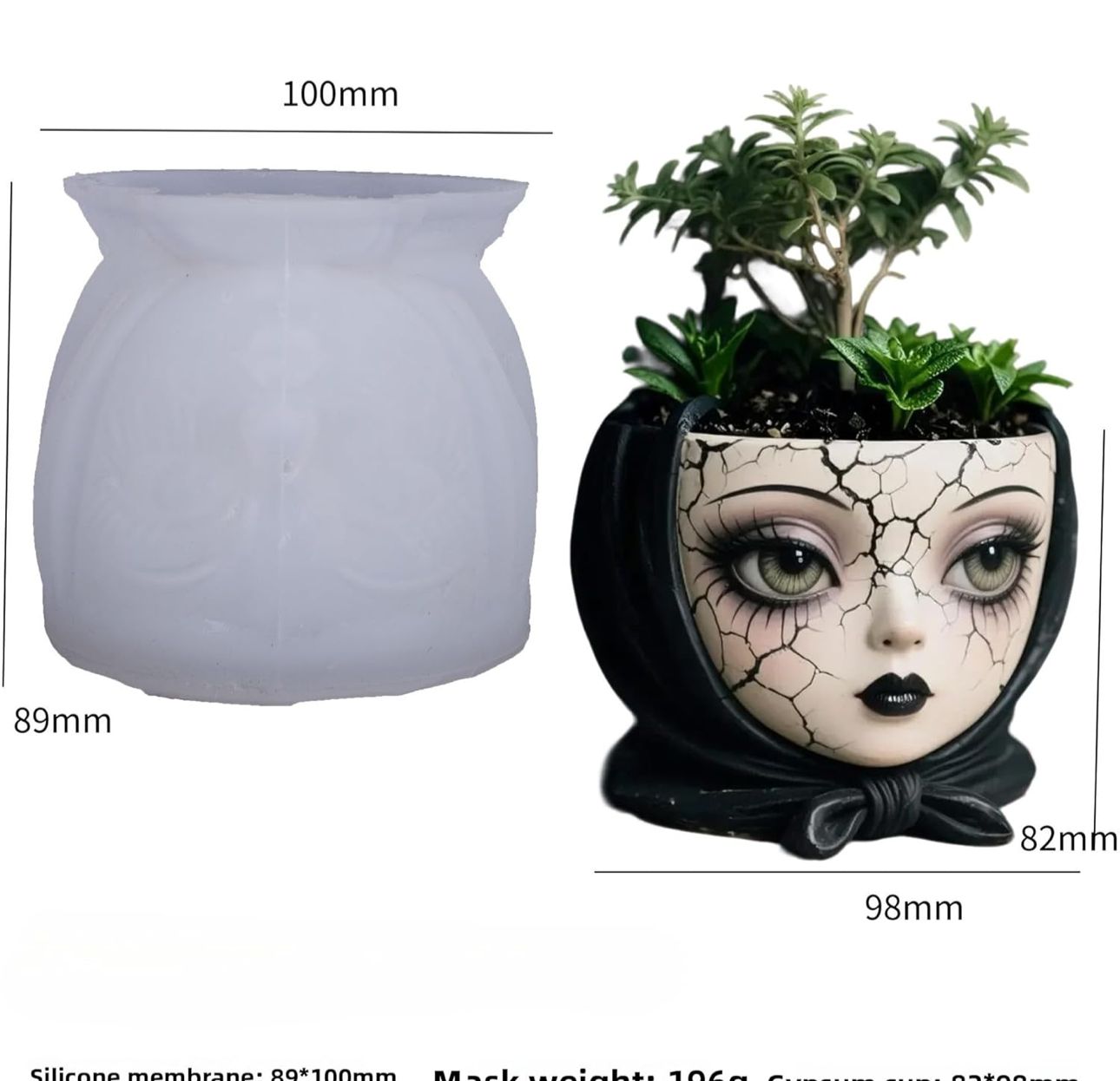 Molde para Maceteros, Tarros, Vela y Decoración Rostro cuarteado