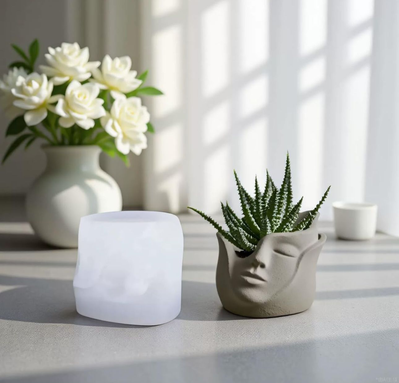 Molde para Maceteros, Tarros, Vela y Decoración Medio Rostro