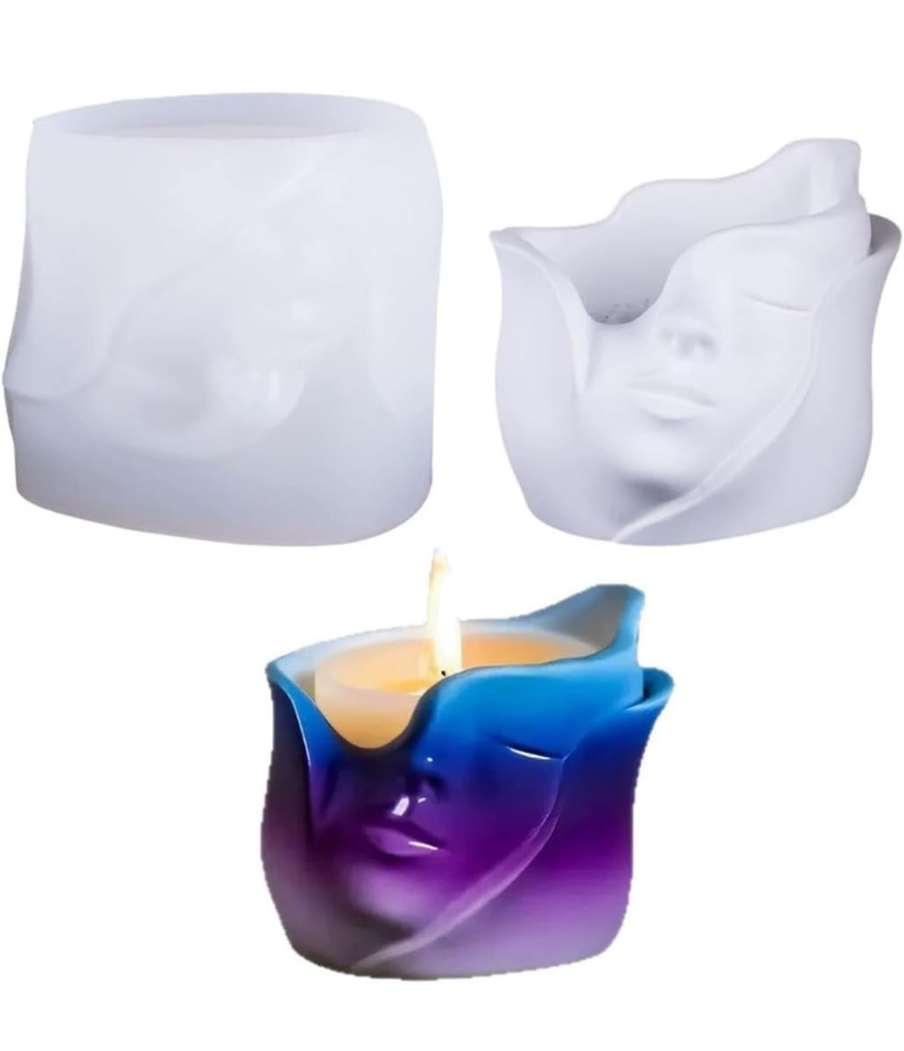 Molde para Maceteros, Tarros, Vela y Decoración Medio Rostro