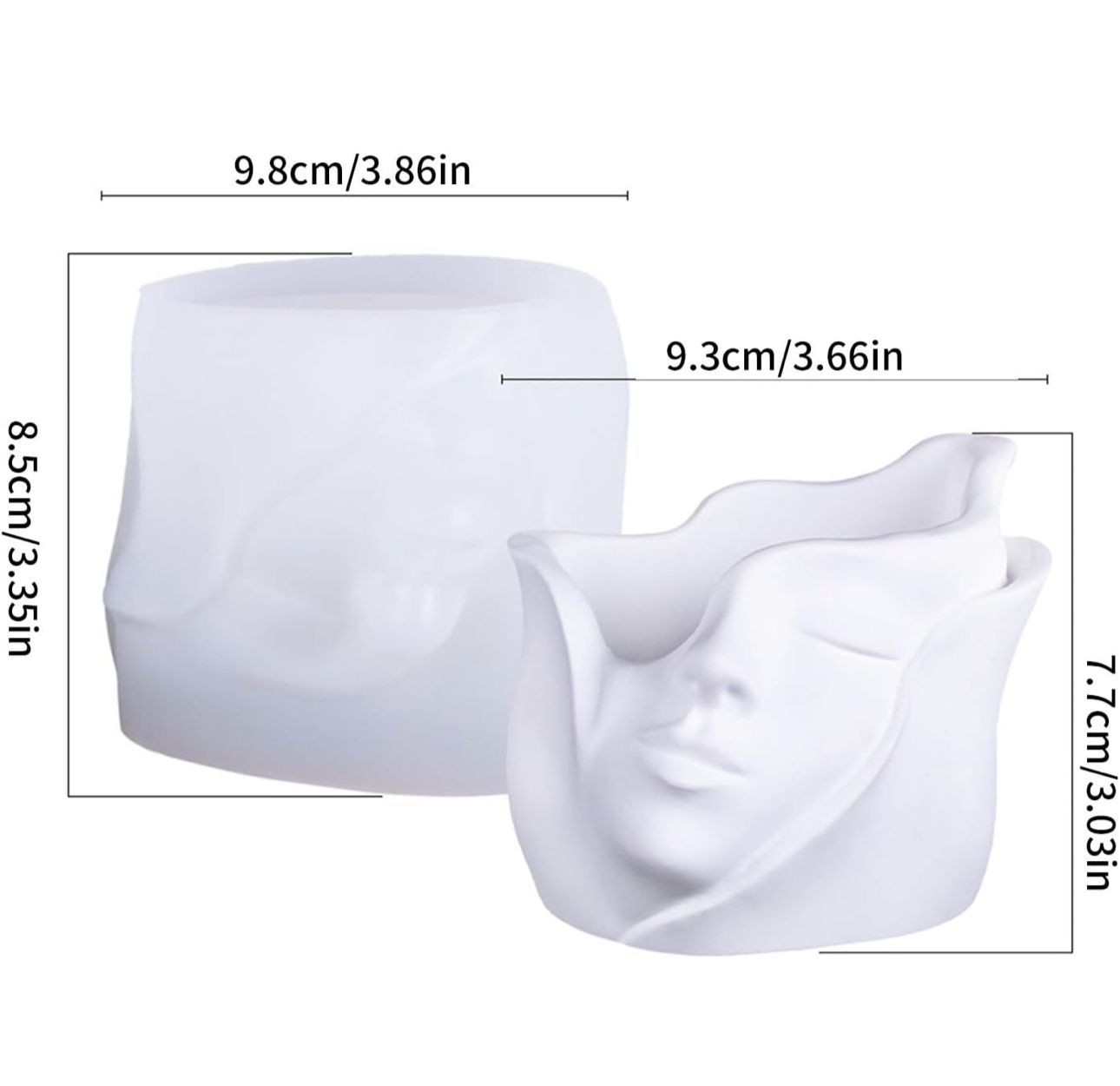 Molde para Maceteros, Tarros, Vela y Decoración Medio Rostro