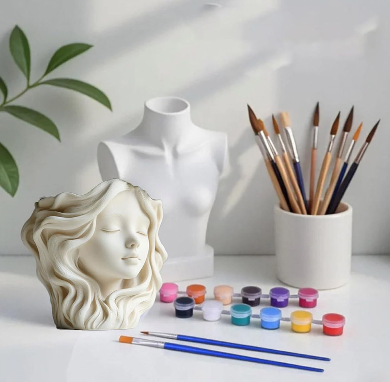 Molde para Maceteros, Tarros, Vela y Decoración Rostro duemiente