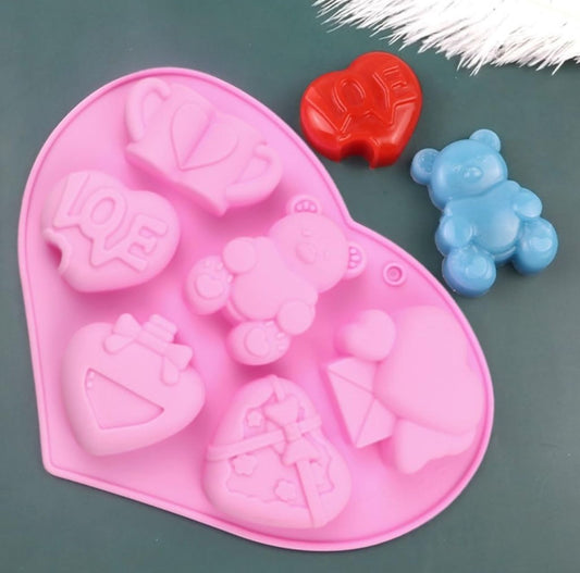 Molde de Figuras de Amor y San Valentin para Jabones Artesanales, Comestibles, Chocolate y Bizcocho