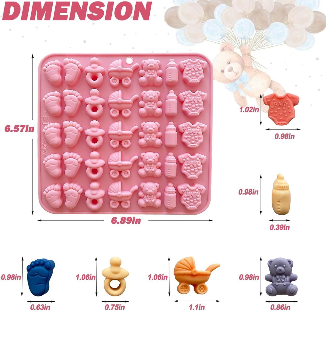 Molde de Bebe para Jabones Artesanales Baby Shower, Comestibles, Chocolate y Bizcocho