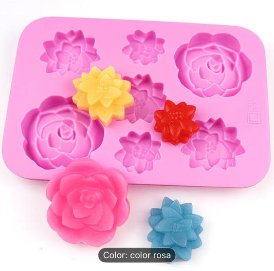 Molde de Flores para Jabones Artesanales, Comestibles, Chocolate y Bizcocho