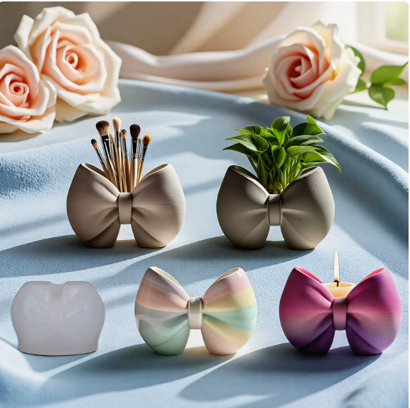 Molde para Maceteros, Tarros, Vela y Decoración Lazo