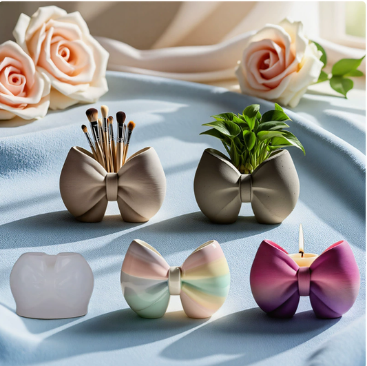 Molde para Maceteros, Tarros, Vela y Decoración Lazo
