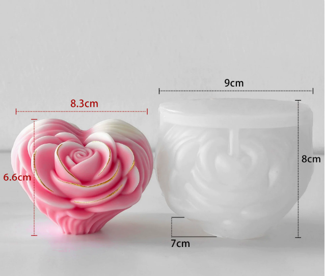 Molde de Corazón y Rosa para Velas y Decoración