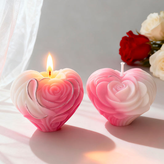 Molde de Corazón y Rosa para Velas y Decoración