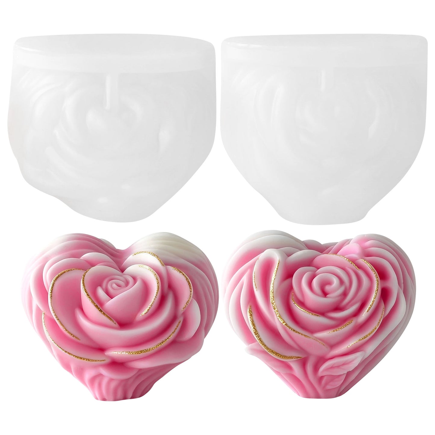 Molde de Corazón y Rosa para Velas y Decoración