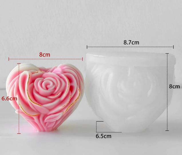 Molde de Corazón y Rosa para Velas y Decoración