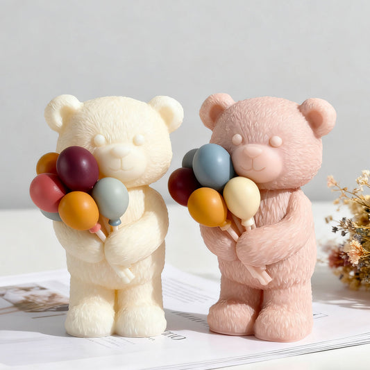 Molde de Oso con Globos para Velones y Jabones