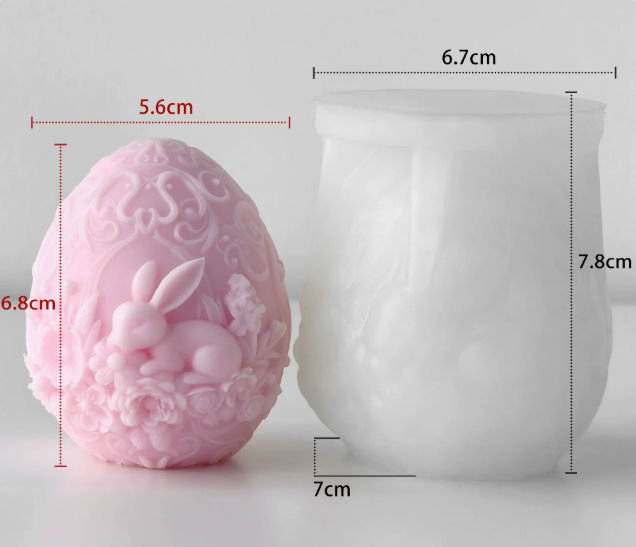 Molde de Huevo de Pascua con Conejo para Vela y Decoración