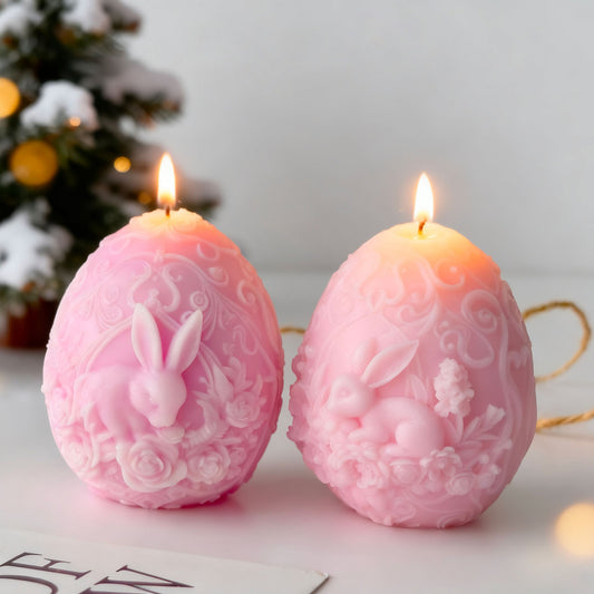 Molde de Huevo de Pascua con Conejo para Vela y Decoración