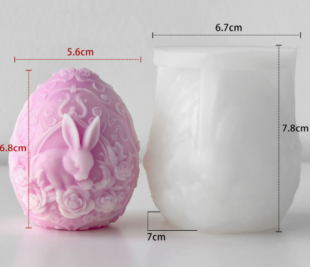 Molde de Huevo de Pascua con Conejo para Vela y Decoración