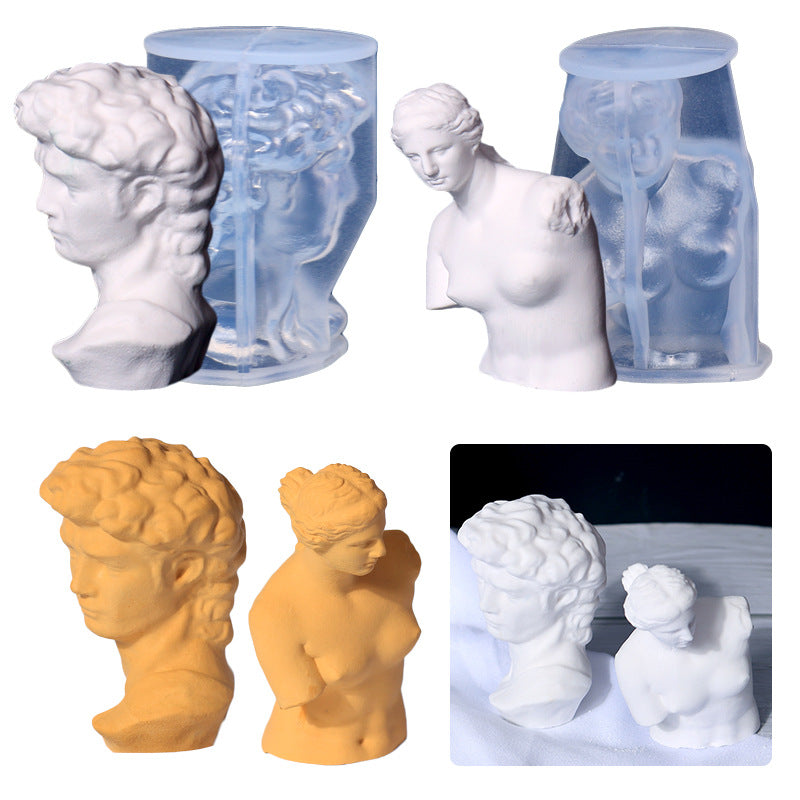 Molde para Velones Candle Jabones Resina y Maceteros Escultura Zeus David y Venus