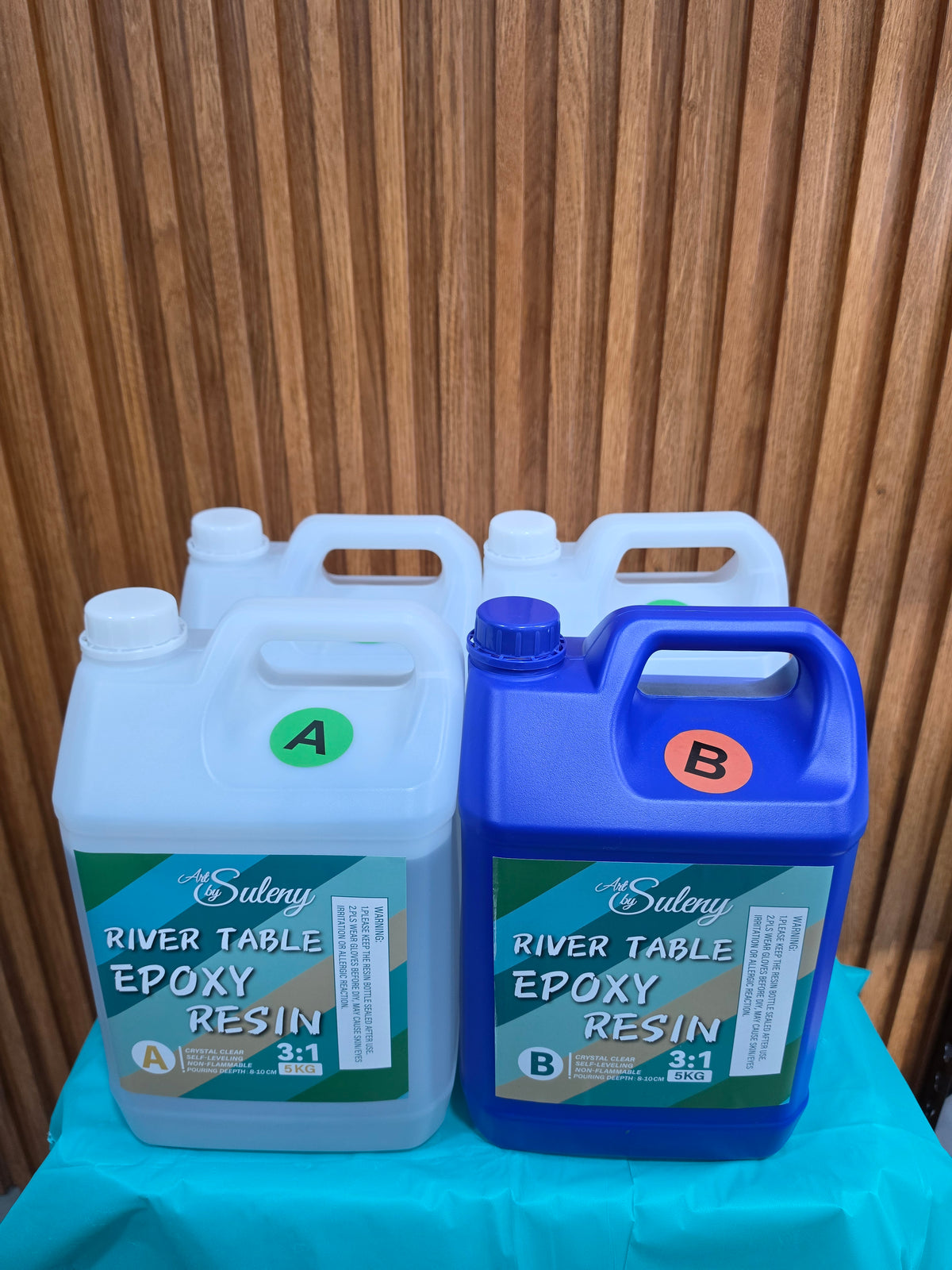 Kit de Resina Epóxica A/B 3/1 Transparente Super Clear para Mesas de Rio y Vaciado profundo 20KG Deep Pour
