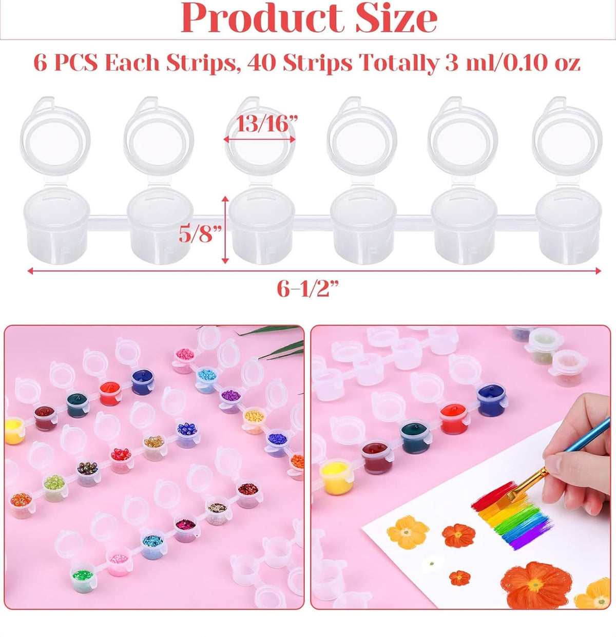 Botes de pintura vacios con tapas, 5ml/0.17 onzas, recipientes vacios para pintura acrílica