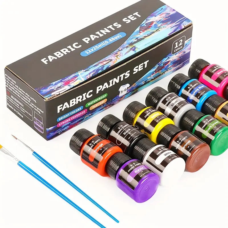 Pintura Acrílica para Telas y Zapatos 12 Colores Fabric Paints Set