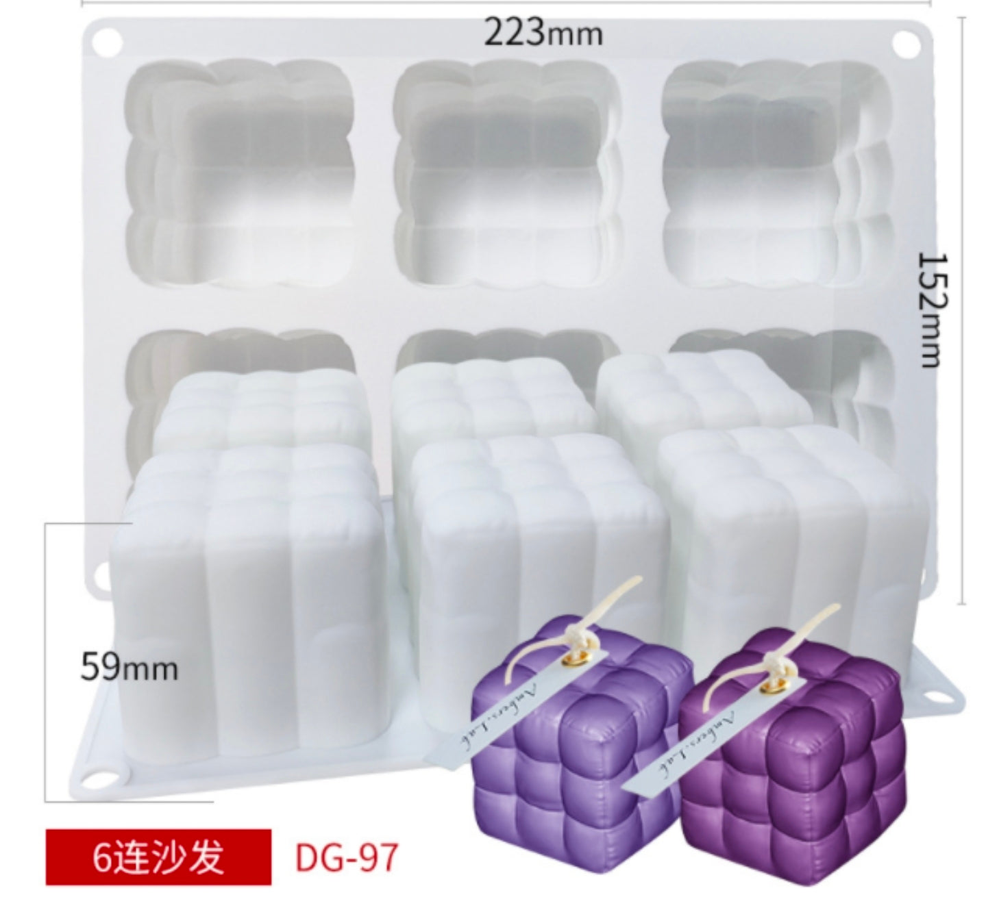 Molde para Velones en forma de Burbujas Hongos Cubo y Sofá