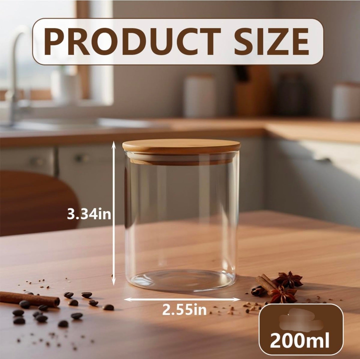 Tarros de Cristal para Velas con Tapa de Bambú 6 Onzas