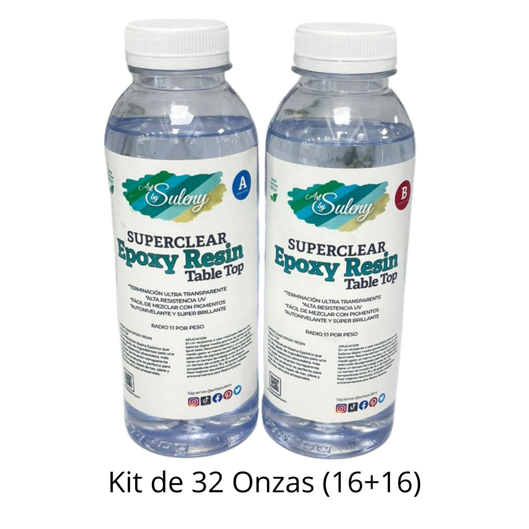 Kit de Resina Epóxica 1/1 Super Clear Transparente para Pisos, Mesas y Manualidades