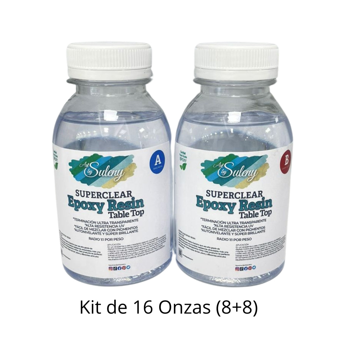 Kit de Resina Epóxica 1/1 Super Clear Transparente para Pisos, Mesas y Manualidades