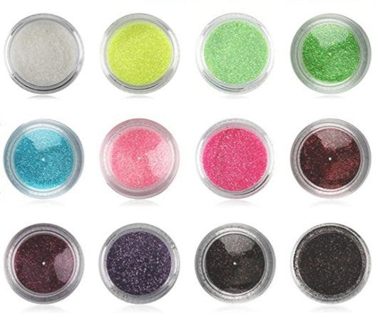 Glitter Brillantina 12 colores, Escarcha